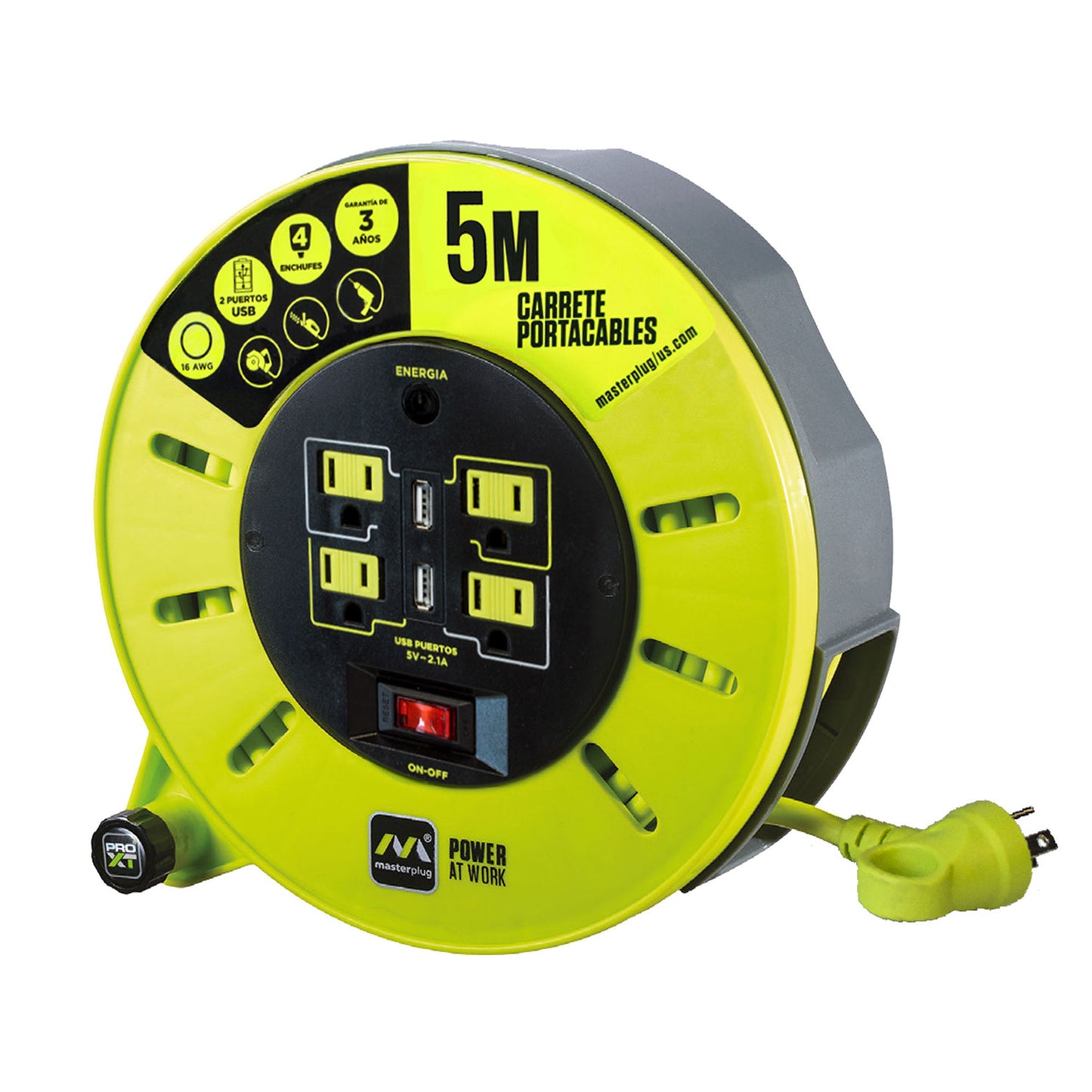 Extension Electrica con Multicontactos 5M con 2 entradas USB