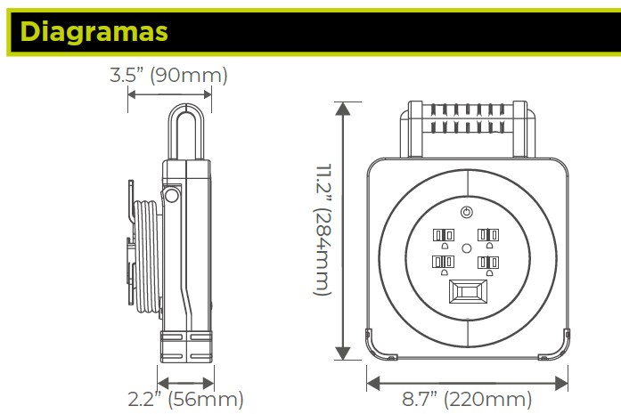 Extensión Eléctrica con Multicontactos + Lampara de trabajo 6m