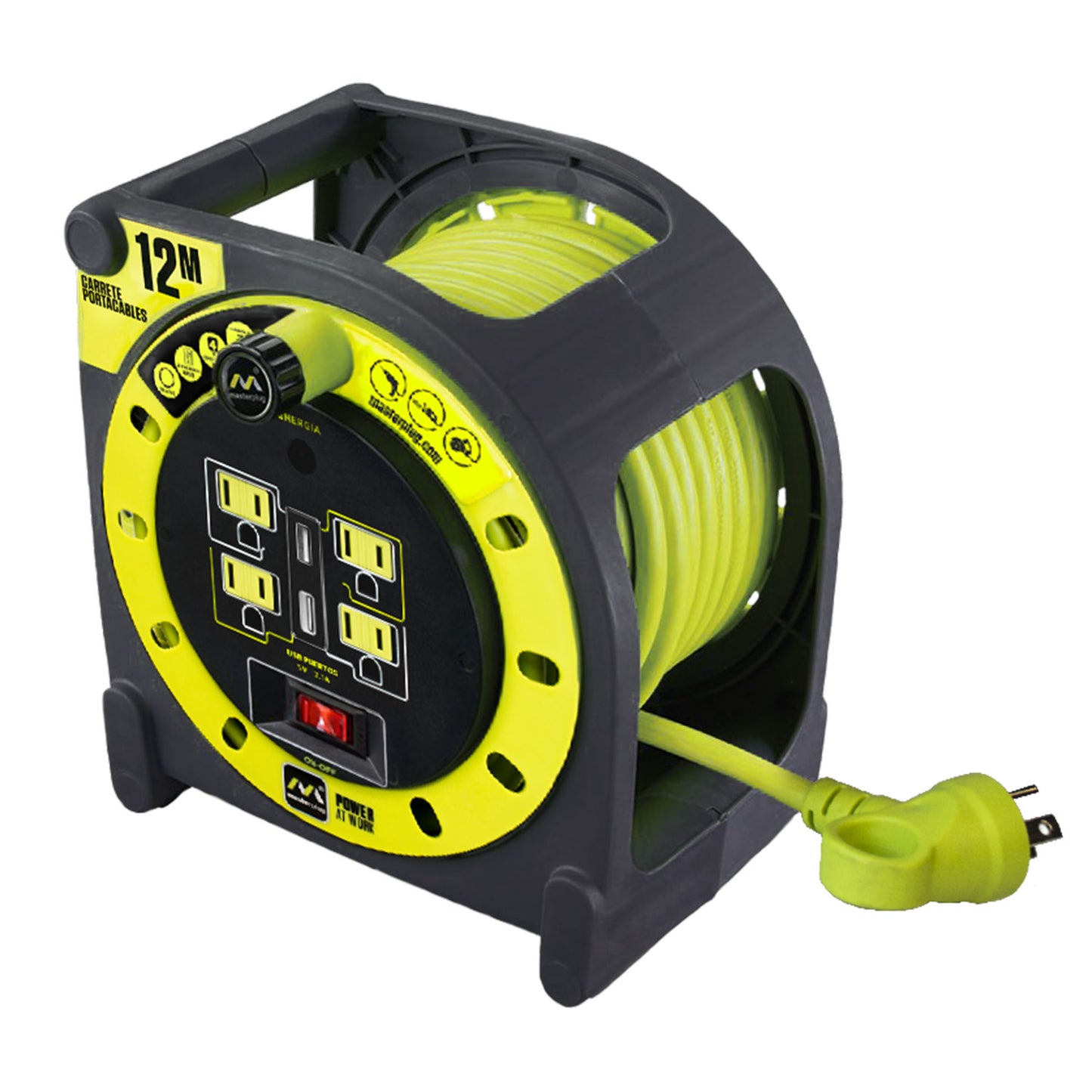 Extension Eléctrica con Multicontactos 12M con 2 entradas USB