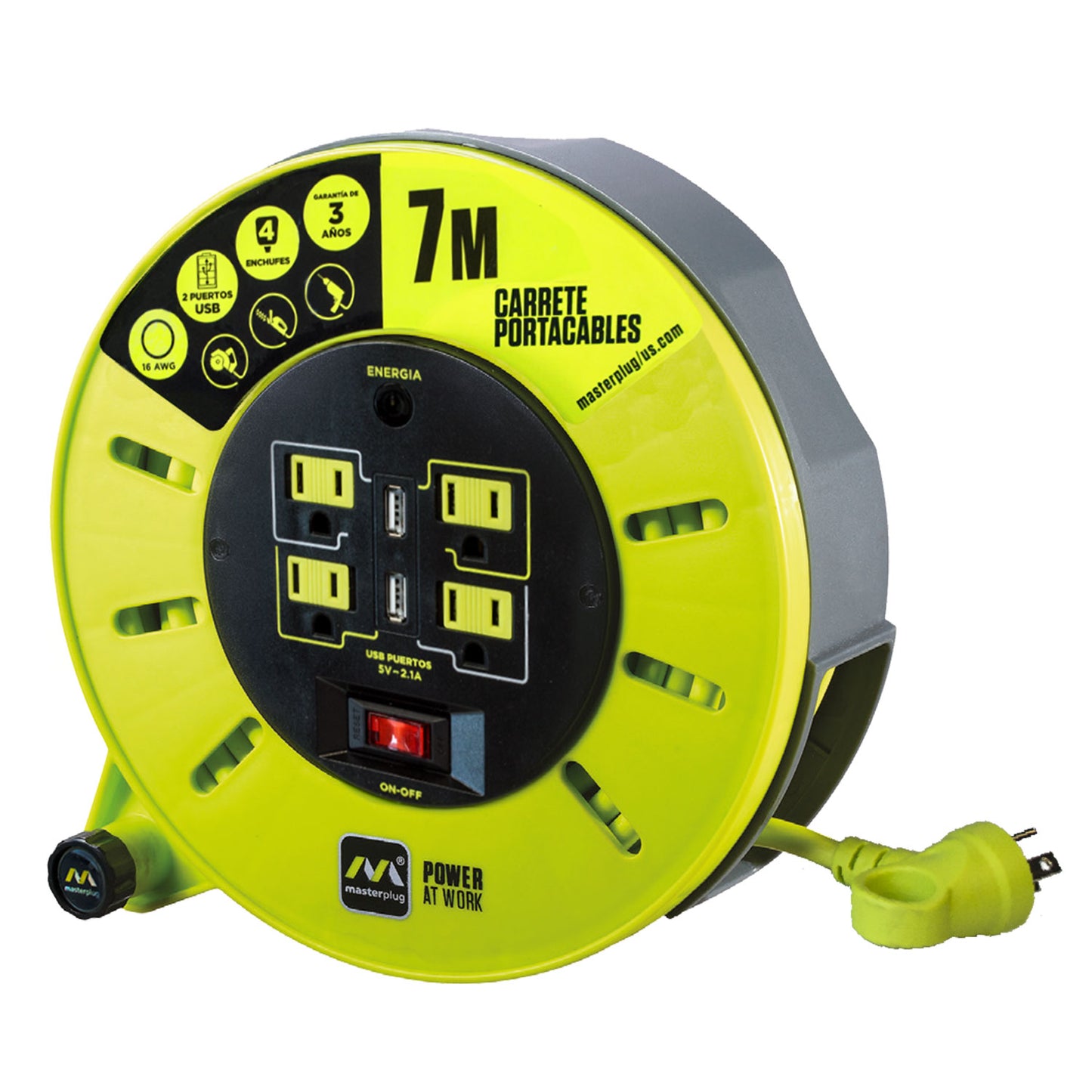 Extension Eléctrica con Multicontactos 7M con 2 entradas USB