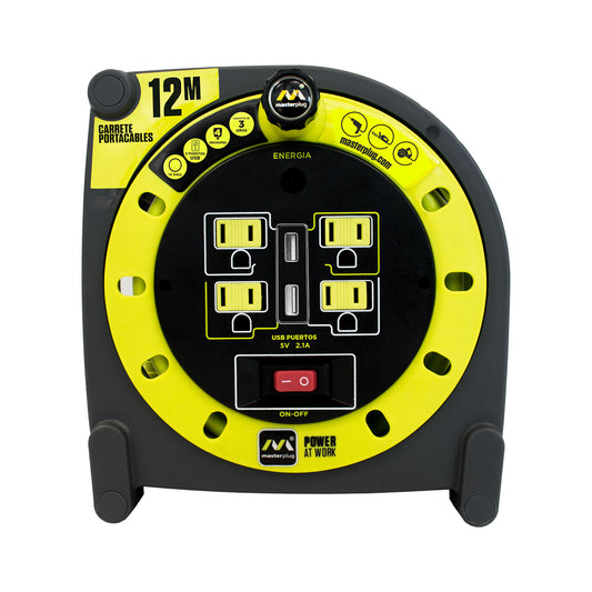 Extension Eléctrica con Multicontactos 12M con 2 entradas USB